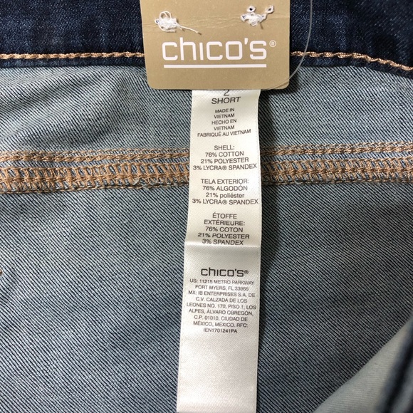 Chico’s Cotton Blend Midrise Straight-Leg Dark Blue Jeans 2 Short (12) - Picture 8 of 16